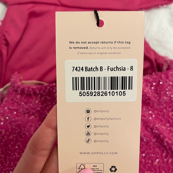 NWT EMILION Embellished Cut Out Mini Dress in Fuschia- OH POLLY SIZE 4. - Picture 5 of 5